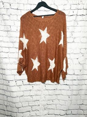 Rust Star Pattern Knit Sweater. Size S